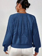 Sophia | Women's Relaxed Cable-Knit Lantern Sleeve Sweater