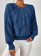 Sophia | Women's Relaxed Cable-Knit Lantern Sleeve Sweater