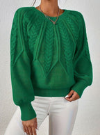 Sophia | Women's Relaxed Cable-Knit Lantern Sleeve Sweater