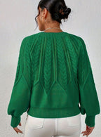 Sophia | Women's Relaxed Cable-Knit Lantern Sleeve Sweater