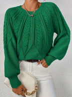 Sophia | Women's Relaxed Cable-Knit Lantern Sleeve Sweater