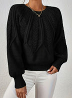 Sophia | Women's Relaxed Cable-Knit Lantern Sleeve Sweater