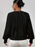 Sophia | Women's Relaxed Cable-Knit Lantern Sleeve Sweater