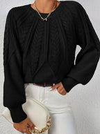 Sophia | Women's Relaxed Cable-Knit Lantern Sleeve Sweater