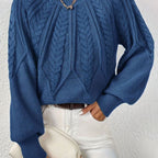 Sophia | Women's Relaxed Cable-Knit Lantern Sleeve Sweater