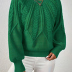 Sophia | Women's Relaxed Cable-Knit Lantern Sleeve Sweater