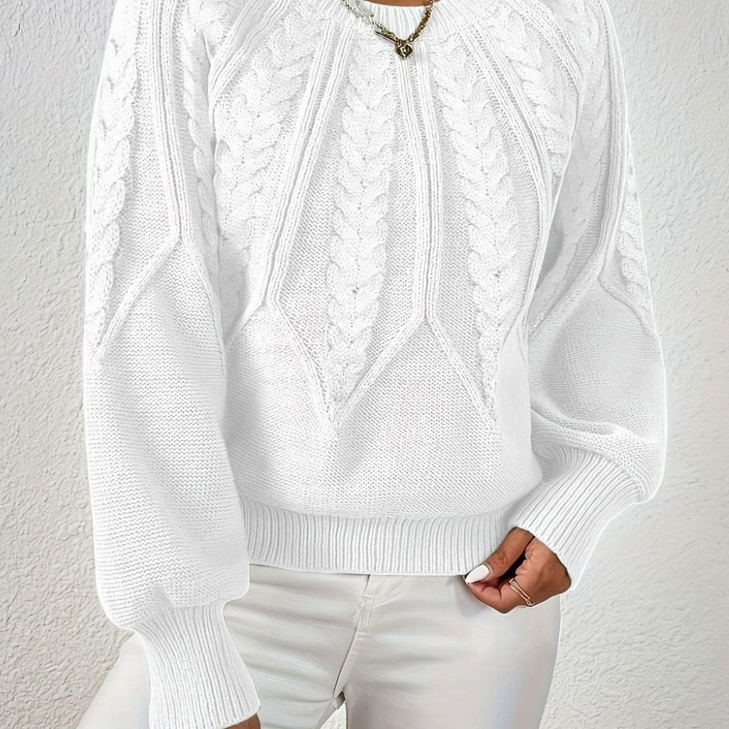 Sophia | Women's Relaxed Cable-Knit Lantern Sleeve Sweater