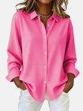 Mia | Women's Relaxed-Fit Button-Down Long-Sleeve Collared Blouse