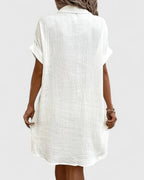 Penelope | Women's Relaxed-Fit Button-Down Short Sleeve Shirt Dress