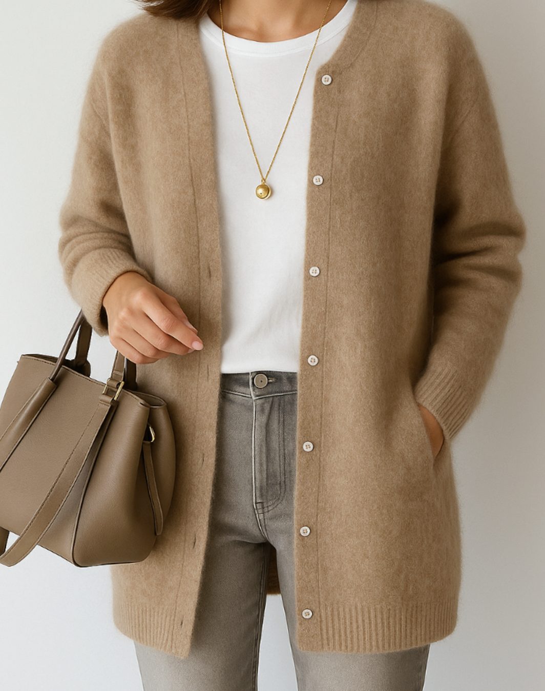 Mia | Women's Relaxed-Fit Button-Front Crew Neck Cardigan Sweater