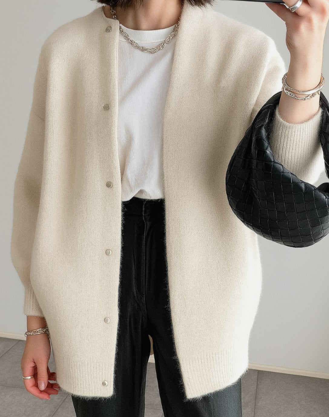 Mia | Women's Relaxed-Fit Button-Front Crew Neck Cardigan Sweater