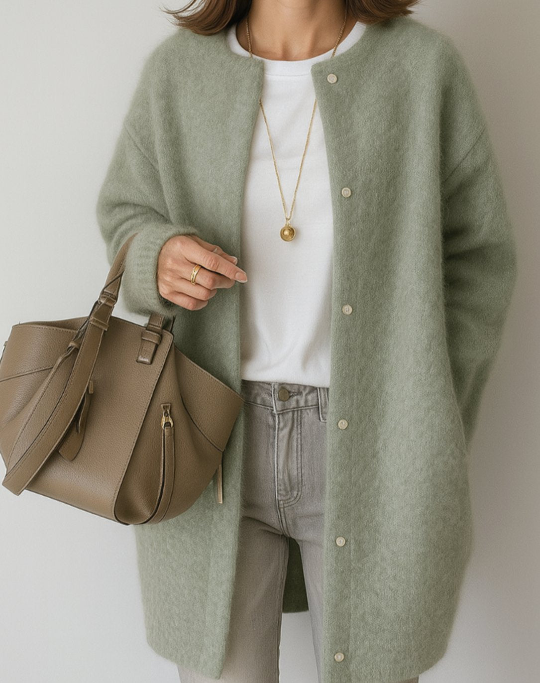 Mia | Women's Relaxed-Fit Button-Front Crew Neck Cardigan Sweater