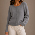 Olivia | Women's Relaxed-Fit Button-Up Round Neck Knit Cardigan