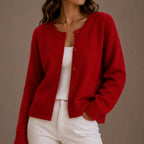 Olivia | Women's Relaxed-Fit Button-Up Round Neck Knit Cardigan