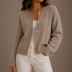 Olivia | Women's Relaxed-Fit Button-Up Round Neck Knit Cardigan