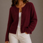 Olivia | Women's Relaxed-Fit Button-Up Round Neck Knit Cardigan