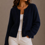 Olivia | Women's Relaxed-Fit Button-Up Round Neck Knit Cardigan