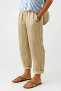 Scarlett | Women's Relaxed-Fit Elastic-Waist Cuffed Linen Pants