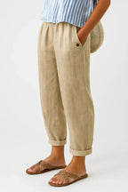 Scarlett | Women's Relaxed-Fit Elastic-Waist Cuffed Linen Pants