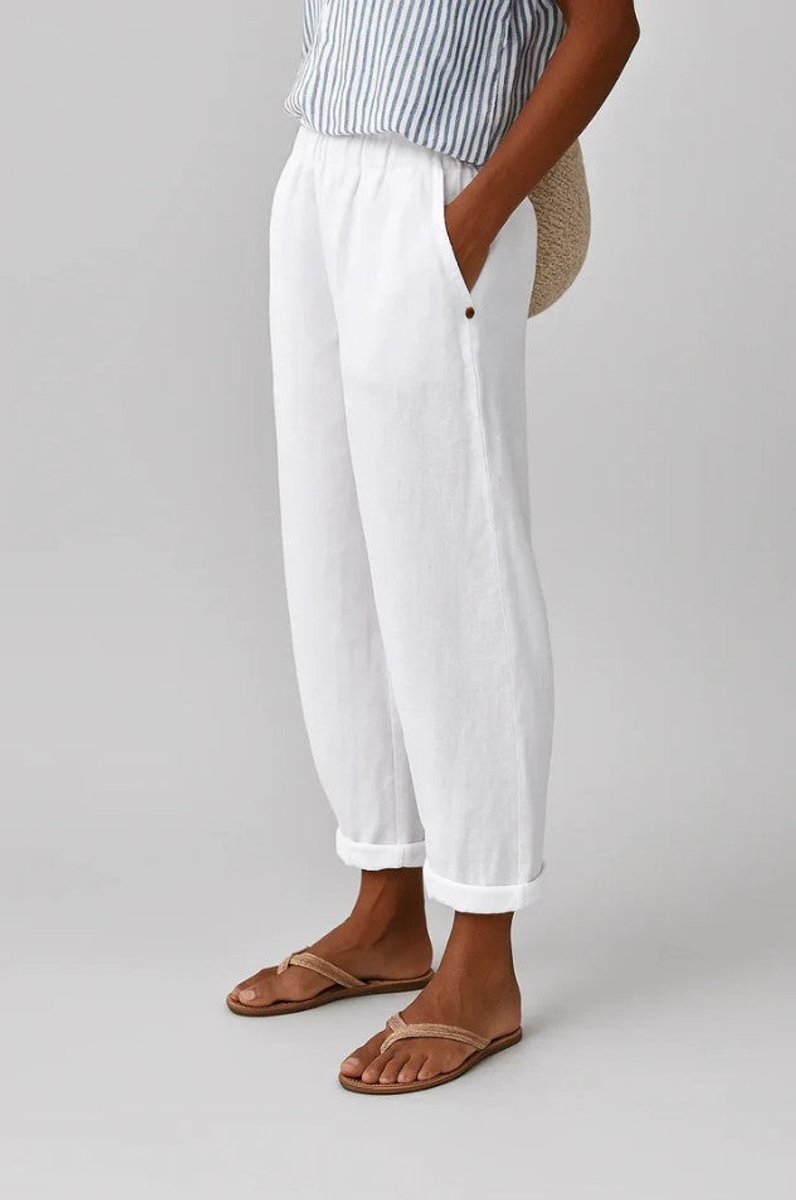 Scarlett | Women's Relaxed-Fit Elastic-Waist Cuffed Linen Pants