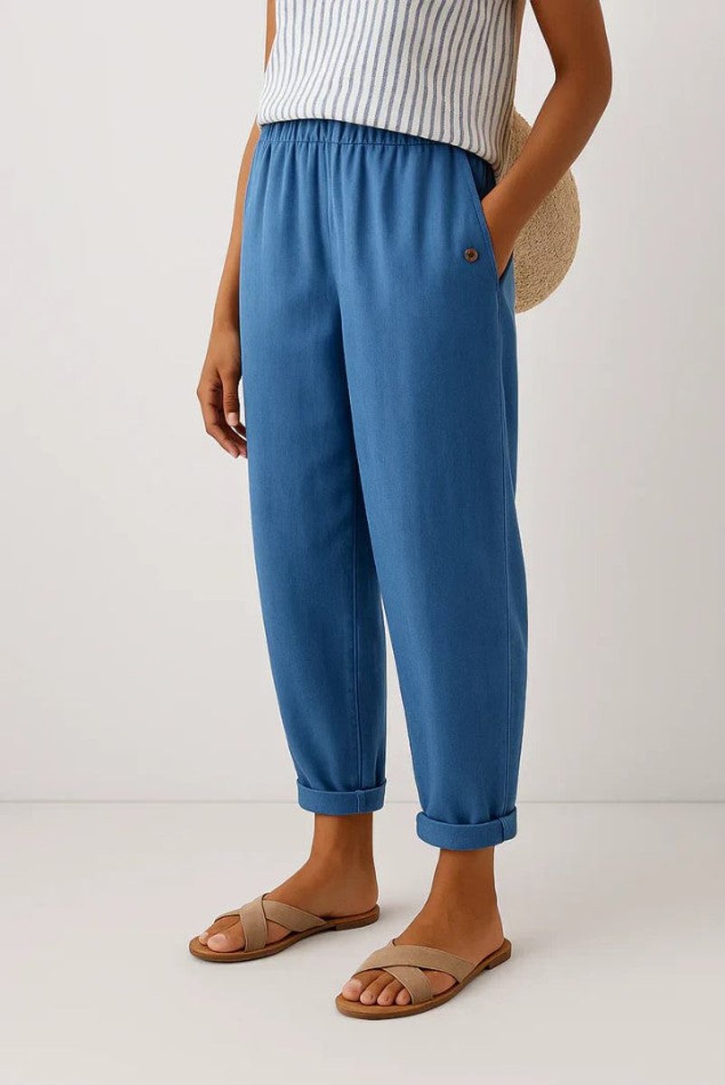 Scarlett | Women's Relaxed-Fit Elastic-Waist Cuffed Linen Pants