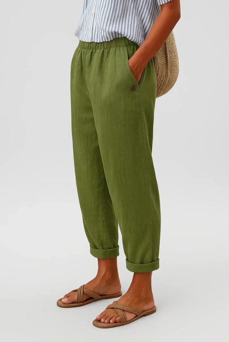 Scarlett | Women's Relaxed-Fit Elastic-Waist Cuffed Linen Pants