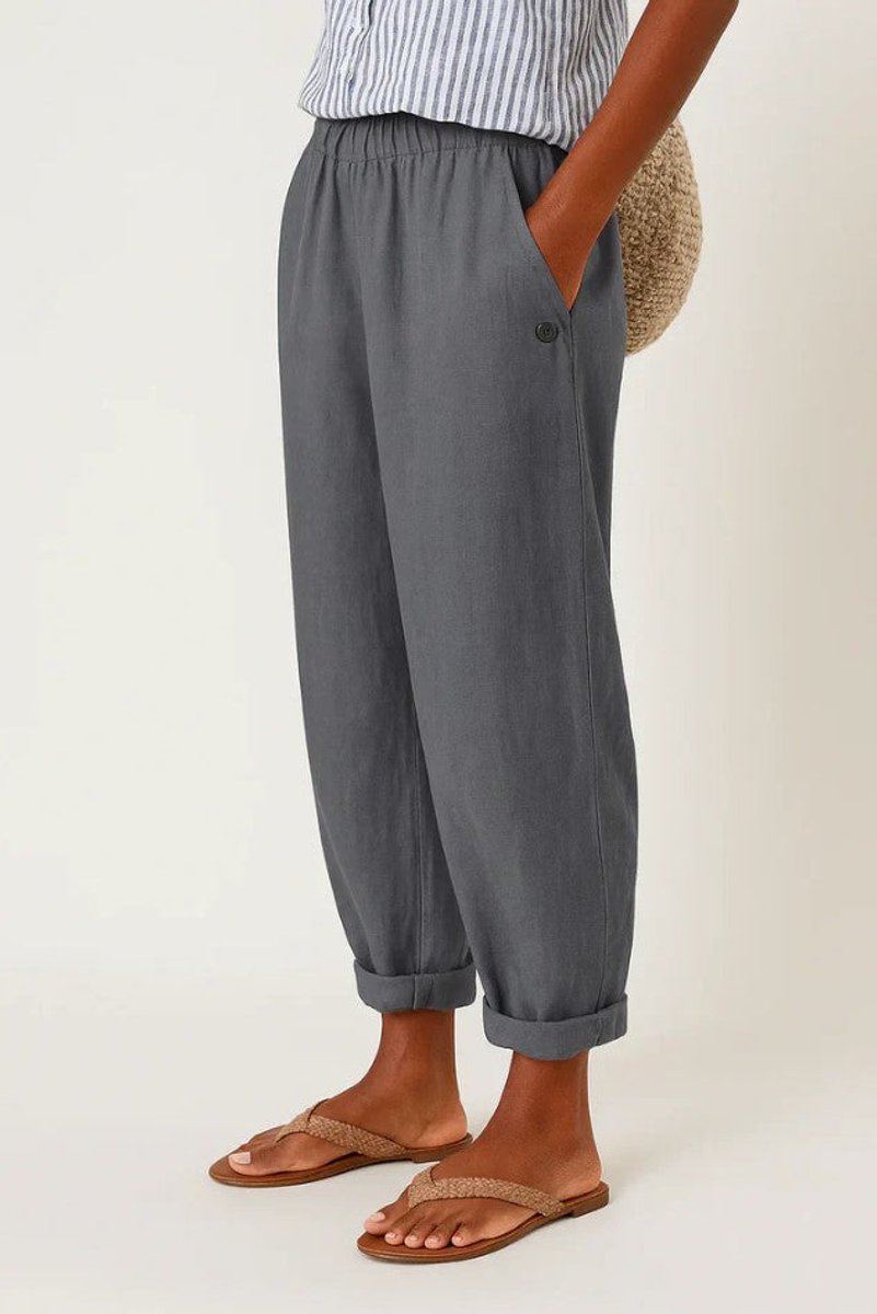 Scarlett | Women's Relaxed-Fit Elastic-Waist Cuffed Linen Pants