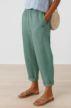 Scarlett | Women's Relaxed-Fit Elastic-Waist Cuffed Linen Pants