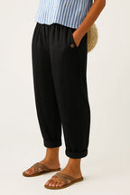 Scarlett | Women's Relaxed-Fit Elastic-Waist Cuffed Linen Pants