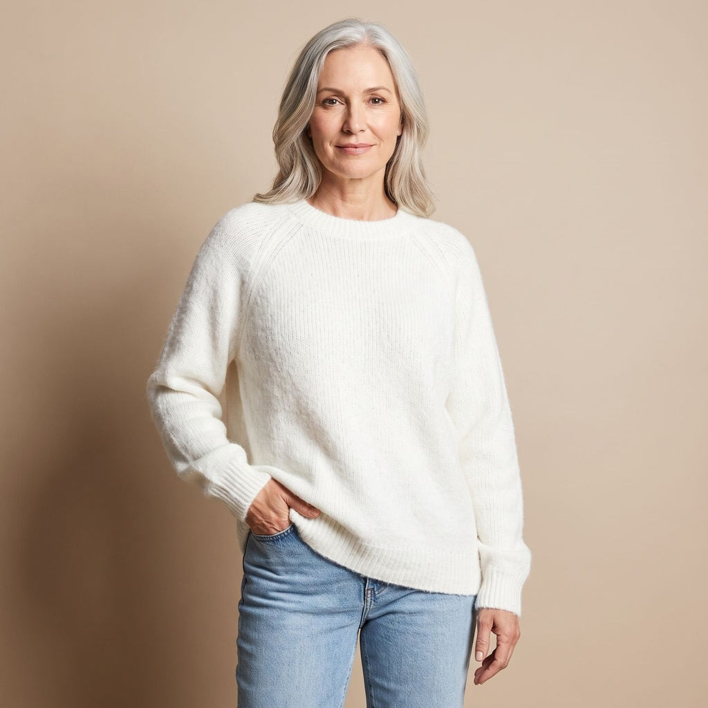 Luna | Women's Relaxed-Fit Fluffy Knit Crew Neck Raglan Sweater