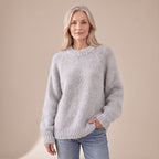 Luna | Women's Relaxed-Fit Fluffy Knit Crew Neck Raglan Sweater