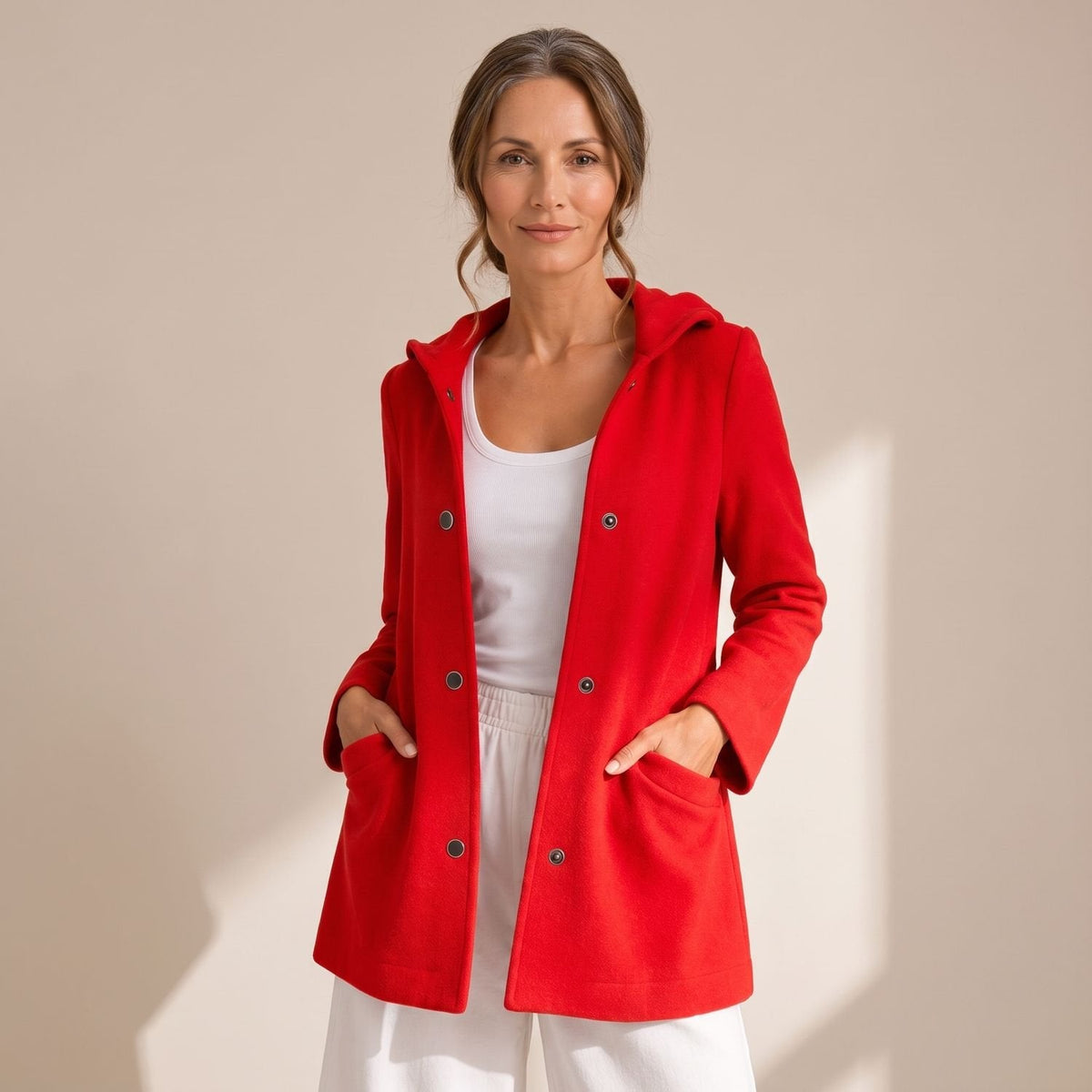 Mia | Women's Relaxed-Fit Hooded Button-Up Cardigan Coat