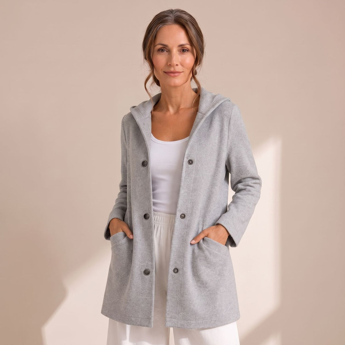 Mia | Women's Relaxed-Fit Hooded Button-Up Cardigan Coat