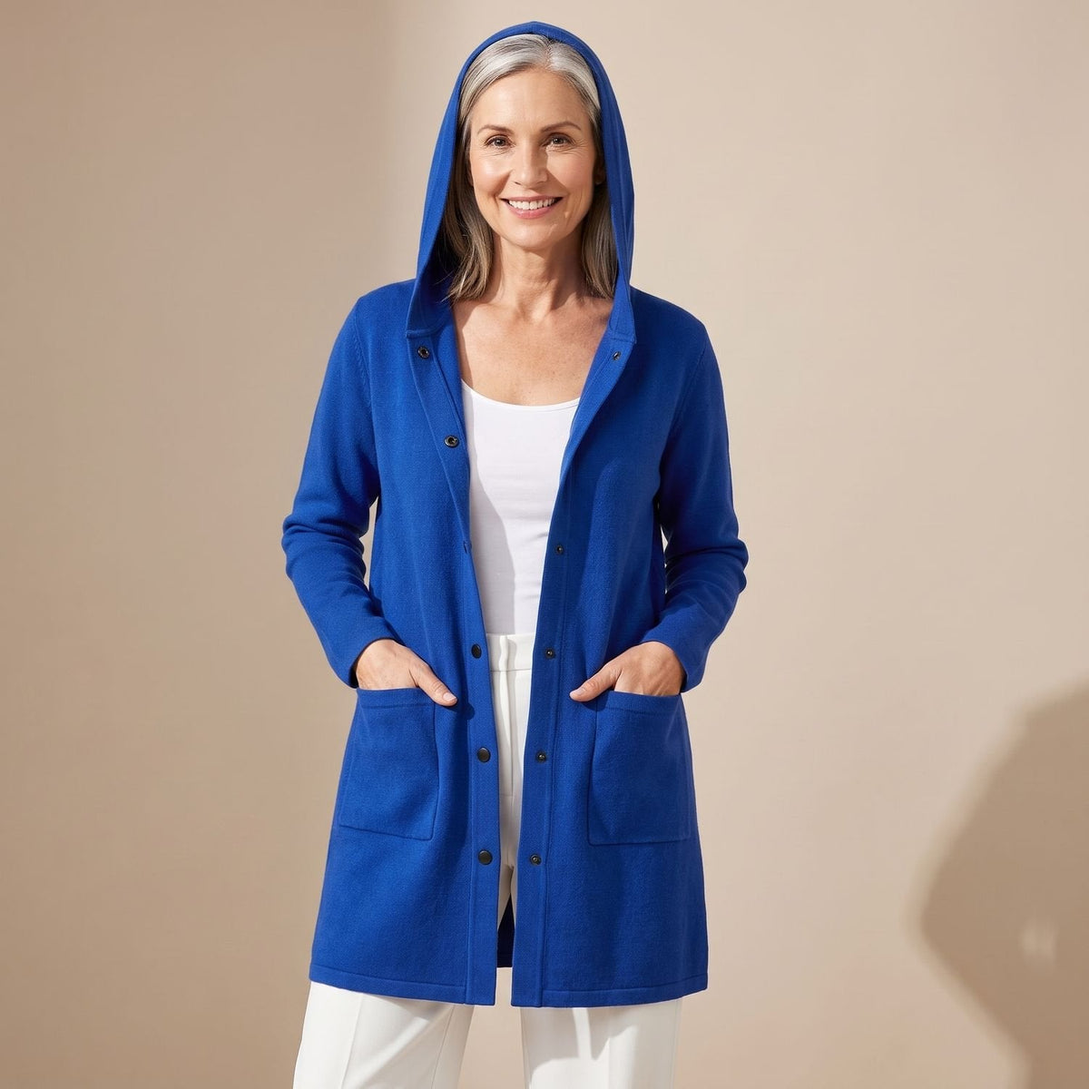 Mia | Women's Relaxed-Fit Hooded Button-Up Cardigan Coat