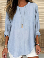 Camila | Women's Relaxed-Fit Long-Sleeve Striped Crew Neck Blouse