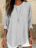 Camila | Women's Relaxed-Fit Long-Sleeve Striped Crew Neck Blouse