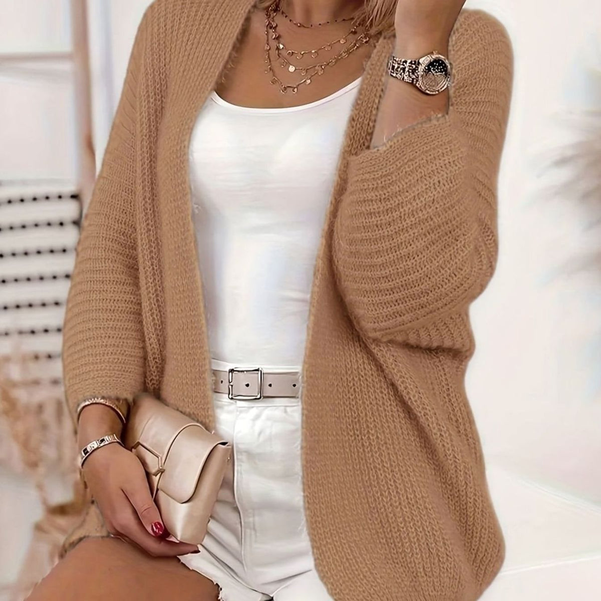 Aria | Women's Relaxed Open-Front Knit Cardigan Sweater