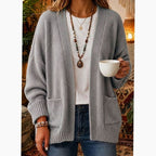 Eleanor | Women's Relaxed Open-Front Knit Cardigan Sweater Pockets