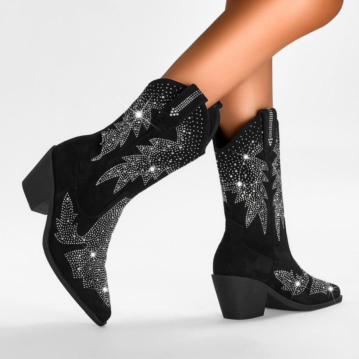 Camila | Women's Rhinestone Embellished Mid-Calf Western Boots