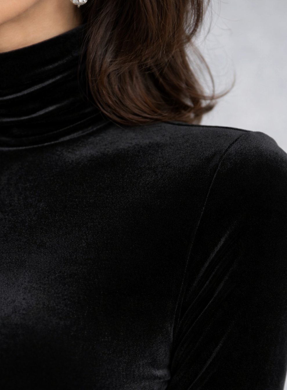 Camila | Women's Ruched Velvet Turtleneck Midi Cocktail Dress