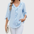 Charlotte | Women's Ruffle V-Neck Half-Sleeve Chiffon Blouse