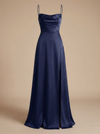 Charlotte | Women's Satin Cowl-Neck Sleeveless Maxi Dress High Slit