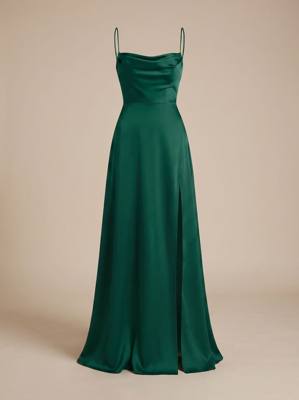 Charlotte | Women's Satin Cowl-Neck Sleeveless Maxi Dress High Slit