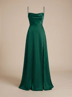 Charlotte | Women's Satin Cowl-Neck Sleeveless Maxi Dress High Slit