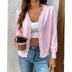 Madison | Women's Scalloped-Edge Button-Front Knit Cardigan
