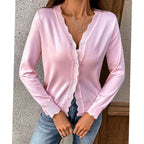 Madison | Women's Scalloped-Edge Button-Front Knit Cardigan
