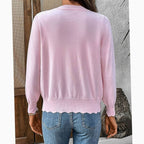 Madison | Women's Scalloped-Edge Button-Front Knit Cardigan