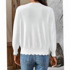 Madison | Women's Scalloped-Edge Button-Front Knit Cardigan