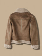 Amelia | Women's Shearling-Lined Cropped Belted Moto Jacket, Brown