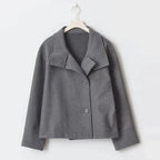 Emma | Women's Short Wool-Blend Button-Up High-Collar Winter Coat